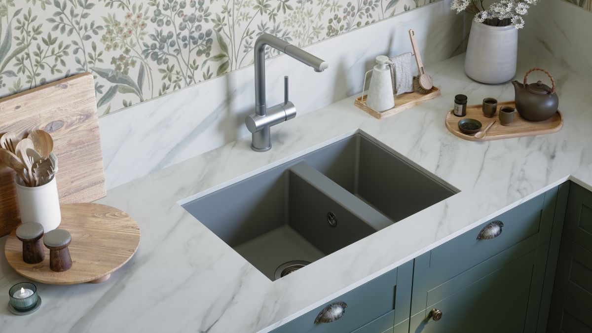 evier sous plan evo gris